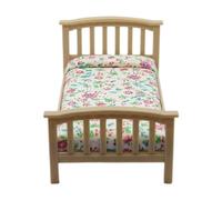 Rurale Stampa Fiore Miniatura Letto Singolo Per La Decorazione Della Casa Di Bambola 1/12 Mobili In Legno Scena Display Accessorio Accessori In Legno