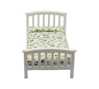 Rurale Stampa Fiore Miniatura Letto Singolo Per La Decorazione Della Casa Di Bambola 1/12 Mobili In Legno Scena Display Accessorio Accessori In Legno