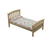 Rurale Stampa Fiore Miniatura Letto Singolo Per La Decorazione Della Casa Di Bambola 1/12 Mobili In Legno Casa di Bambola Scena Display Accessorio Mob