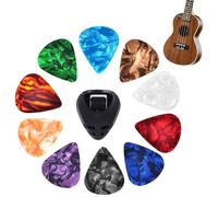 Rurunklee Plettri per chitarra elettrica, plettri per chitarra elettrica, plettri per chitarra elettrica, plettri acustici, set da 10 pezzi, con porta plettri, plettri in celluloide per principianti e