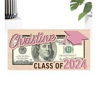 Rurunklee Portamonete per laurea 2024, porta carte per festa di laurea - Fermasoldi in legno per la stagione di laurea,Organizzatore di denaro e scatola di carte, Rosa, Unisexo, riferimento alla