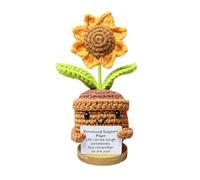 Rurunklee Positive Sunflower - Bambola di lana lavorata a maglia fatta a mano, 12,7 cm, con biglietto positivo, per rallegrare il regalo, supporto emotivo, bambola girasole all'uncinetto, regalo di