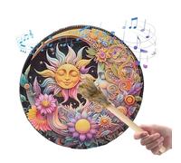 Rurunklee Tamburi mano per adulti, tamburo mano sciamanica,Tamburo sciamanico mano in pelle PU fatto mano | Strumento sonoro sciamanico vintage con grande tono, forniture musicali