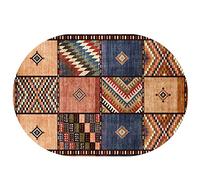 Rururug Tappeti Ovale Pelo Corto Antiscivolo Lavabili Tappeto per Salotto Soggiorno Modern Design Arredamento Ornamenti,Patchwork multicolore marrone,Oval 100 x 160 cm