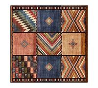 Rururug Tappeti Quadrata 170 x 170 cm, Patchwork Design Multicolore Marrone blu, Nove quadrati, Tappeto Decorazioni per la Casa Ufficio, Square 170 x 170 cm