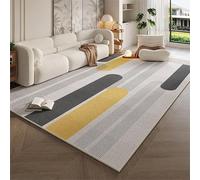 Rururug Tappeto Soggiorno Pelo Corto Tappeti Grandi Tappeto casa moderna sala giochi camera da letto per adulti cucina corridoio antiscivolo Linee Geometriche Astratte Marrone 140 x 160 cm