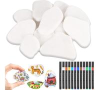 Ruryxel 15 Pezzi Dipingere i Ciottoli, Naturali Sassi Bianchi da Giardino, Sassi da Dipingere Fai da Te, Pietre da Giardino per Pittura, Pietre Piatte da Giardino per Decorazione a Colori 3-8 CM