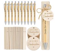 Ruryxel 20 Pezzi Penna a Sfera in Legno, Set di Penne Punta 0.5 mm,con Biglietto e Spago,Idea Regali di Ringraziamento per Amico Maestre e Professori