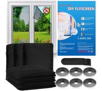 Ruryxel 6 Pezzi Finestra Zanzariera, 130 x 150 cm Rete Zanzariera per Finestre con Strumenti di Incollaggio, Schermi per Finestre Tagliabili per Adatto a Tutti i Tipi di Finestre