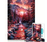 Ruscello di montagna al tramonto Puzzle da 1000 pezzi per adulti Gioco di abilità mentale Tempo libero Bordo preciso (38x52cm)
