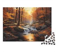 Ruscello nella foresta autunnale_1 Puzzle da 1000 pezzi Cascata Foresta Sentiero luminoso per giochi educativi per adulti Decorazione per la casa Difficile Sfida Compleanno 52x38cm
