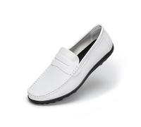 Rusffes Mocassini da Uomo, Comodi, Senza Tacco, da Guida, Traspiranti, Casual, bianco, 42 2/3 EU