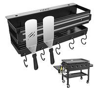 RUSFOL Contenitore per piastra in acciaio inox con striscia magnetica per utensili da barbecue per piastre Blackstone da 71,1 cm/91,4 cm, con chiave a brugola, scatola salvaspazio per accessori per
