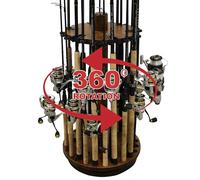 Rush Creek Creations 38-3006, Rotondo Spinning Canna da Pesca Rack con Doppia Clip Unisex-Adulto, Scuro, 30-Rod Rustic Light Wood