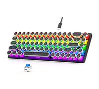 Rushbom Tastiera da Gioco Meccanica in Stile da Scrivere, Tastiera Meccanica Cablata RGB Blue Switch Round 68 Tastiera Tastiera da Gioco retrò per Computer Desktop e Laptop (Nero)