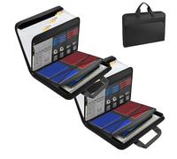 Rushclick File Folder, Expanding Files Organizer with 26 Pocket, Large Capacity A4 FireproofFile Folder with Handle, Detachable and Portable (2Pcs)