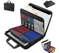 Rushclick File Folder-Fireproof and Waterproof Large Capacity A4/Letter File Folder with Handle, Expanding 13pocket Colored Tabs Secure Zipper Closure Accordion Files Organizer with Lock (1 pcs)