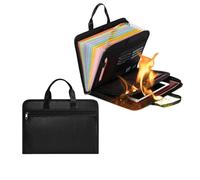 Rushclick File Folder, Large Capacity A4 Fireproof File Folder with Handle, fireproof file folder, Expanding with Colored Tabs, 26 Pocket, Detachable and Portable (With handle)