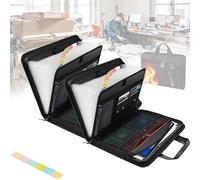 Rushclick File Folder, Large Capacity A4 Fireproof Files Folders with Handle, Rushclick Expanding Files Organizer with 13 Pocket, with Colored Tabs (1PCS)