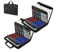 Rushclick File Folder, Large Capacity A4 FireproofFile Folder with Handle, Expanding Files Organizer with 26 Pocket, Detachable and Portable (2Pcs)