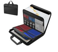 Rushclick File Folder, Large Capacity A4 FireproofFile Folder with Handle, Expanding Files Organizer with 26 Pocket, Detachable and Portable (1Pcs)