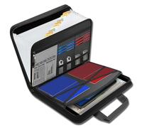 Rushclick File Folder,Rushclick Expanding File Folder with Colored Tabs,Large Capacity A4 Fireproof Files Folders with Handle,Fireproof and Waterproof (Black)