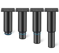 Rusoz 4 Pezzi Piedini per Mobili Regolabili,Gambe Tavolo 120 mm in Ferro Nero Piedi Letto Regolabile in Altezza 0-80 mm Con Viti Per Letto, Divani, Armadi E Cassettiere