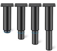 Rusoz 4 Pezzi Piedini per Mobili Regolabili,Gambe Tavolo 180 mm in Ferro Nero Piedi Letto Regolabile in Altezza 0-140 mm Con Viti Per Letto, Divani, Armadi E Cassettiere