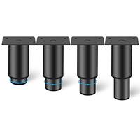 Rusoz 4 Pezzi Piedini per Mobili Regolabili,Gambe Tavolo 80 mm in Ferro Nero Piedi Letto Regolabile in Altezza 0-40 mm Con Viti Per Letto, Divani, Armadi E Cassettiere