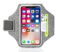 Rusoz Bracciale Porta Cellulare da Corsa Sportivo, Supporto per Smartphone fino a 6.8", Fascia Regolabile Antiscivolo e Traspirante per iPhone 15/14/13/12/11 Galaxy S24/S23 (Grigio)