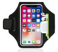 Rusoz Fascia Braccio Running per Cellulare fino a 6.8 Pollici, Fascia Regolabile Antiscivolo e Traspirante per iPhone 15/14/13/12/11 Galaxy S24/S23 (Nero)