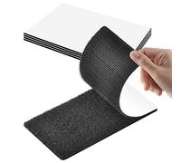 Rusoz Feltro Adesivo Extra Forte,4 Coppie Strappo Biadesivo Nero In Nylon Nastro Biadesivo Impermeabile Rettangolo Lunghezza 20 cm,larghezza 10cm Per DIY Tende E Cornici