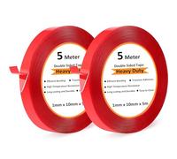 Rusoz Nastro Biadesivo Extra Forte, 2 rotoli di Biadesivo Extra Forte Trasparente Lunghezza 5m, Larghezza 1cm Biadesivi Potenti Impermeabile Senza Tracce per l'artigianato e la Decorazione fai da te