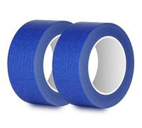 Rusoz Nastro Per Mascheratura, 50mm x 50m Nastro Di Carta Blu Strappabile Professionale, Gommata Scrivibile, Per Pittori, Artigiani E Amanti Del DIY, 2 Rotoli