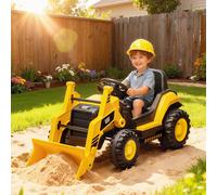 Ruspa Elettrica per Bambini 3-6 Anni Marchio Ufficiale Caterpillar 12V con Telecomando, Giallo