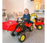 Ruspa Giocattolo a Pedali, Escavatore Cavalcabile per Bambini con Pale e Volante, 179x42x59cm Multicolore Description:La ruspa giocattolo per bambini HOMCOM unisce il divertimento delle funzioni di un