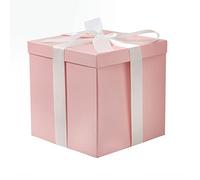 RUSPEPA Confezione regalo di compleanno media con coperchi, nastro e carta velina, confezione regalo pieghevole - 1 pz, 25,4 x 25,4 x 25,4 cm, rosa