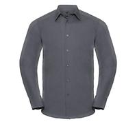 Russell 924M Camicia Da Uomo A Maniche Lunghe Facile Da Curare In Popeline
