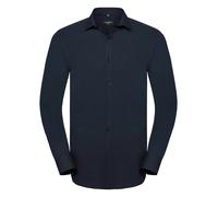 Russell Camicia Stretch In Cotone Mistoe A Maniche Lunghe Nera Blu O Bianca