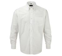 Russell Collection, camicia da uomo a maniche lunghe, di facile stiratura, in tessuto Oxford White 39 cm