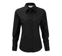 Russell Collection da Donna a Maniche Lunghe, di Facile Cura Camicia Oxford Camicia Black Medium