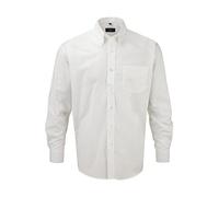 Russell Collection. Facile Oxford camicia a maniche lunghe in materasso grande dimensione, Uomo, bianco, M