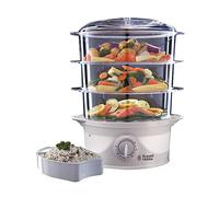 Russell Hobbs 21140 - Vaporiera a 3 piani, capacità 9 L, potenza 800 W, colore: bianco