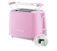 Russell Hobbs 27372-56 Tostapane 2 Fette, 6 Gradi di Doratura, con Pinze, Scongela, Riscalda, Cancella Selezione, Vassoio Raccogli Briciole, Riscalda Panini, Esterno Testurizzato, Eden Lampone
