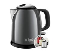 Russell Hobbs Bollitore acqua elettrico, 1 L, 2400 W, Compatto, 3 Tazze, ebollizione rapida, Filtro anticalcare rimovibile e lavabile, Bollitore da viaggio, Acciaio Inox, ColourPlus Grigio 24993-70