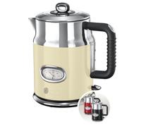 Russell Hobbs Bollitore Elettrico - 1,7 L, 2400 W - Acciaio Inox Color Crema Lucido; Ebollizione Rapida; Display Temperatura Dell'Acqua, Indicatore Livello Dell'Acqua, Bollitore Retro 21672-70