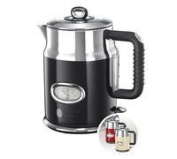 Russell Hobbs Bollitore Elettrico - 1,7 L, 2400 W - Acciaio Inox Color Nero Lucido; Ebollizione Rapida; Display Temperatura Dell'Acqua, Indicatore Livello Dell'Acqua, Bollitore Retro 21671-70