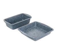 Russell Hobbs COMBO-5441 Nightfall Stone - Set di 2 teglie da forno antiaderenti e teglia quadrata con manici, resistente acciaio al carbonio, facile da pulire, ideale per torte, brownies e pane