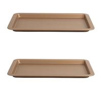 Russell Hobbs COMBO-8123 Set di 2 teglie antiaderenti Opulence da 37 cm, acciaio al carbonio, facile pulizia, elegante, senza PFOA, ideale per verdure, carne, hamburger, patate a spicchi, oro