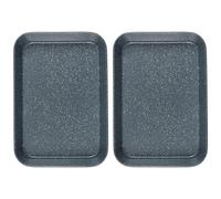 Russell Hobbs COMBO-8284 - Set di 2 teglie da forno in acciaio al carbonio antiaderenti, con bordi alti per carne, verdure, grande teglia da forno, misura famiglia, collezione Nightfall Stone, 39 cm,